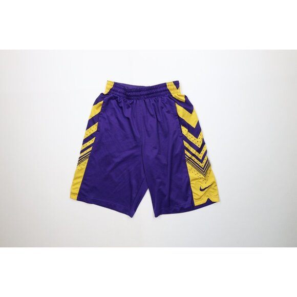 Nike Mens Small Vented Los Angeles Lakers Colorway Basketball Shorts Purple Gold - Picture 1 of 13